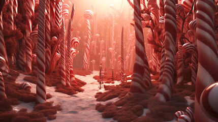 Poster - candy cane forest magical Christmas