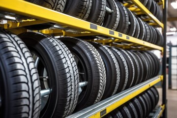 Poster - freshly made tires cooling down on rack