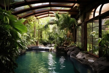 Poster - luxury spa with tropical vegetation surrounding