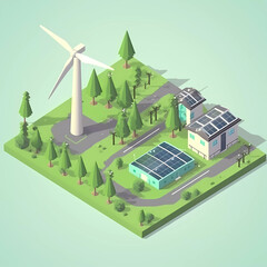 Wind turbines generating electricity in the electricity plant.Green energy concept. 