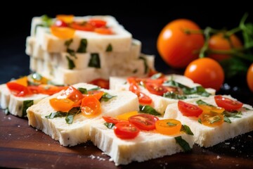 Canvas Print - handmade bread slices ready for bruschetta topping