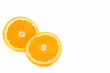 Orange cut into circles, orange fruit slices isolated on white background.