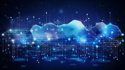 Wall Mural - abstract cloud computing connection technology: digital innovation in the sky
