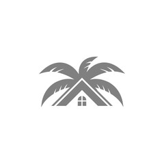 Wall Mural - Beach house logo icon isolated on transparent background