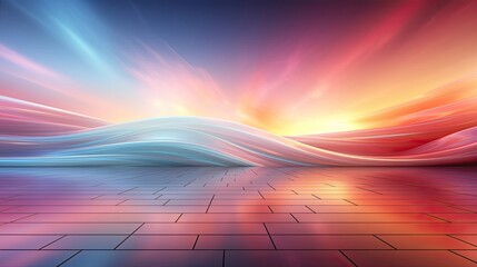 Wall Mural - Blurred rainbow light refraction texture overlay effect for photo and mockups. Organic drop diagonal holographic flare on a white wall. Background with shadow. Generative AI