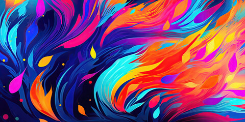 Wall Mural - bold shapes in neon colors