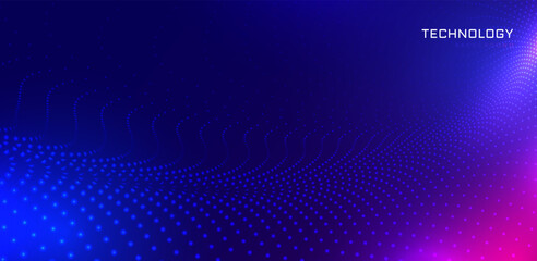 Wall Mural - abstract 3d waving particle technology and science background. big data and artificial intelligence.