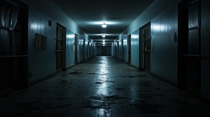 Wall Mural - Sinister laughter echoing through an empty hallway