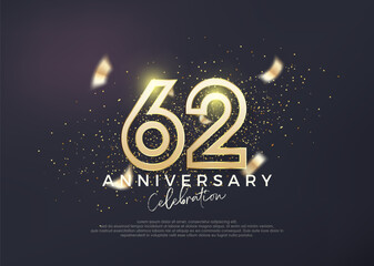 Wall Mural - Gold line design for 62nd anniversary celebration. Premium vector for poster, banner, celebration greeting.