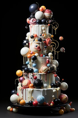 Aufkleber - white wedding cake with macarons on it made from buttercream, 