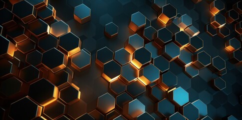 Futuristic Hexagon Pattern with Radiant Lights, Business Technology Background