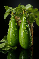 Aufkleber - two pea pods with pearls, 