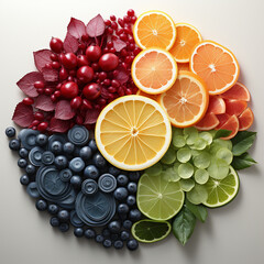Aufkleber - An imaginative image of mixed fruit slices in a geometric arrangement, 