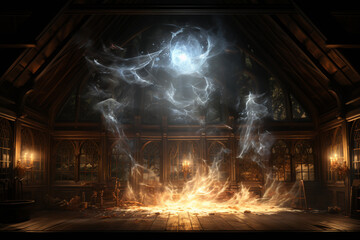 Aufkleber - the light shining through the window of a dark door,  
