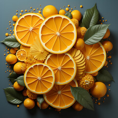 Wall Mural - A minimalistic arrangement of neatly lined orange segments, their vibrant color and symmetry creating a captivating effect. 