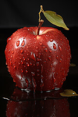 Wall Mural - the apple represents life which is reflected on a mirror