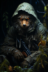 Poster - night-vision scope, capturing the nocturnal side of hunting. 