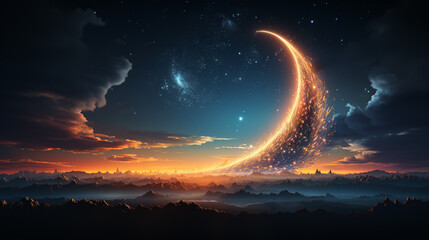 Wall Mural - Bright crescent moon.