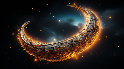 Wall Mural - Bright crescent moon.