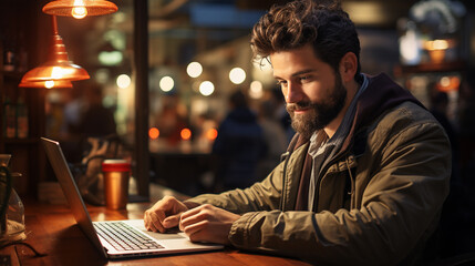 Man using laptop. Iot. Internet Of Things.