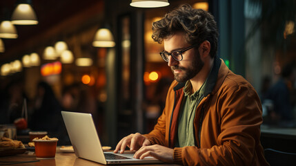 Man using laptop. Iot. Internet Of Things.