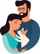 Young couple holding small puppy pet adoption concept