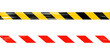 under construction barrier tape black yellow and red white stripes