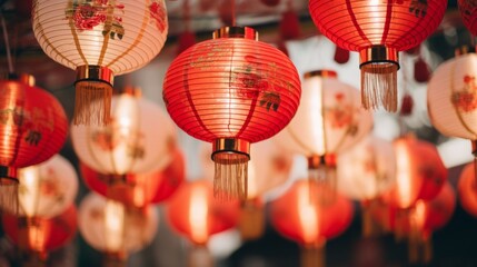 Poster - A border of traditional Chinese lanterns and calligraphy