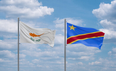 Congo and Cyprus flags, country relationship concept