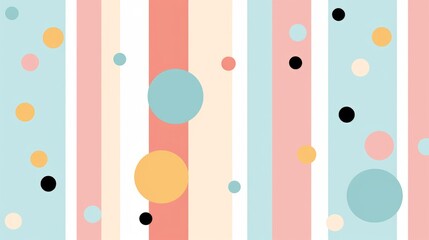 Wall Mural - a border of retro polka dots and stripes