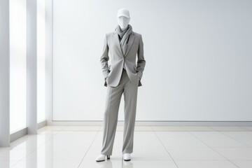 Poster - Mannequin in the show room, suits atelier concept. Background with selective focus and copy space