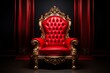 Red chair on red and black background, VIP throne, red throne. Generative AI