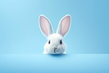 3D Cute Bunny With Bow Tie On Blue Background, Easter Bunny, Cartoon Bunny, Bunny Wallpaper