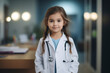 © andrew_shots - Portrait of funny little girl doctor at hospital