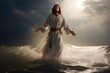 Jesus walking on water.