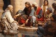 Jesus washing the disciples' feet, artistic depiction - biblical story