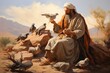 Moses and the quail provided in the wilderness - biblical story