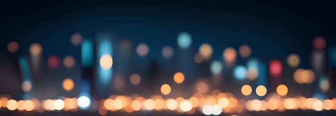 Poster - Blurred bokeh lights in big city.