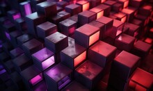 Abstract Background With Cubes In Red And Blue Colors.