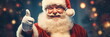 Smiling Santa Claus, pointing his hands at you, posing on a colored background . Generative AI