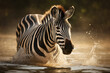 Zebra in the water - Generative AI
