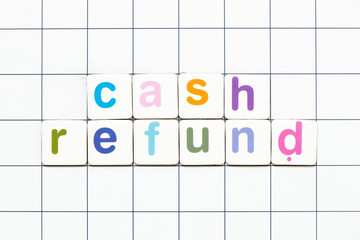 Poster - Colorful tile letter in word cash refund on white grid background