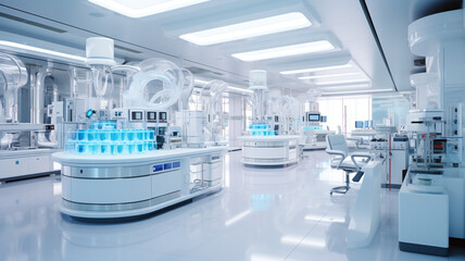 Poster - white modern laboratory hi technology.