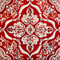 Pattern of azulejos red tiles