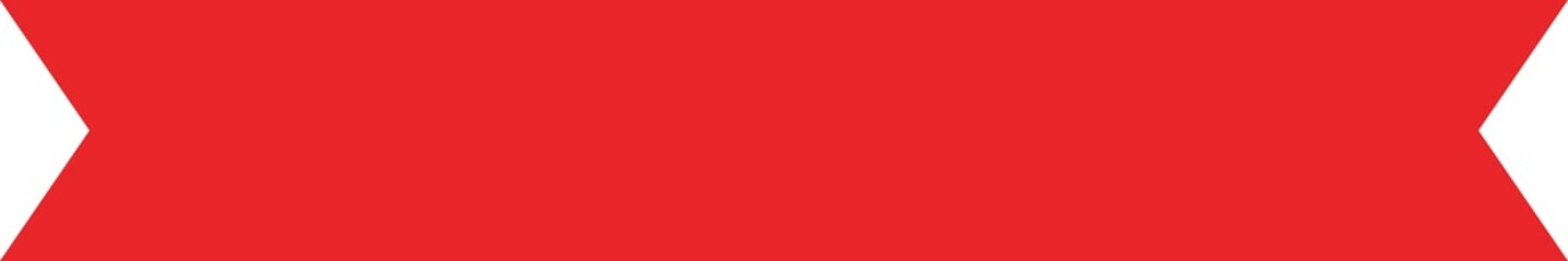 Wall Mural - Red ribbon banner, long and straight badge, label, title box, clip art, png isolated on transparent background.