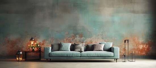 Wall Mural - Grunge background with a vintage modern wall for home interiors