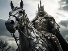 White Horseman Of Apocalypse Warrior In White Golden Armor Riding White Horse AI