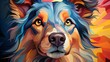 A whimsical canine creation, splashed with vibrant hues and piercing yellow orbs, brings a playful energy to the canvas in this animated masterpiece