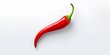 Pure white background, one chili pepper and none, top view