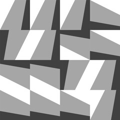 Leinwandbilder - Abstract geometric vector seamless pattern with triangles, squares, rectangles and polygons. Scandinavian design style simple black, grey and white shapes. Monochrome graphic background